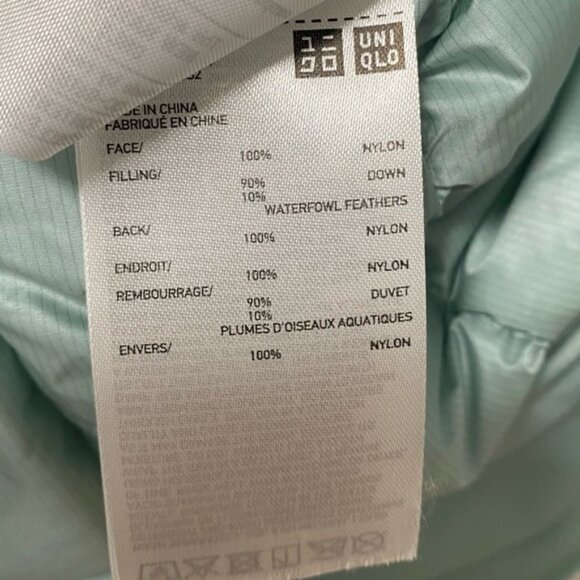 Uniqlo Ultra Light Down Jacket Light Blue Size XXS — 90% Down Fill 10% Feathers - Picture 8 of 9